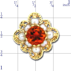 A4566 14K ROUND CITRINE & PEARL SLIDE 
